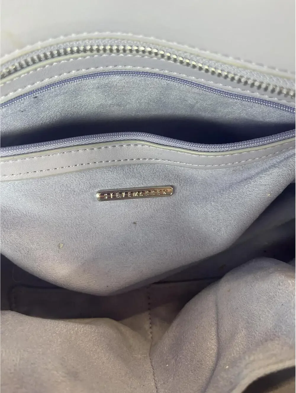 Steve Madden Satchel Crossbody Bag Blue Purse with Silver Chain Charm Details